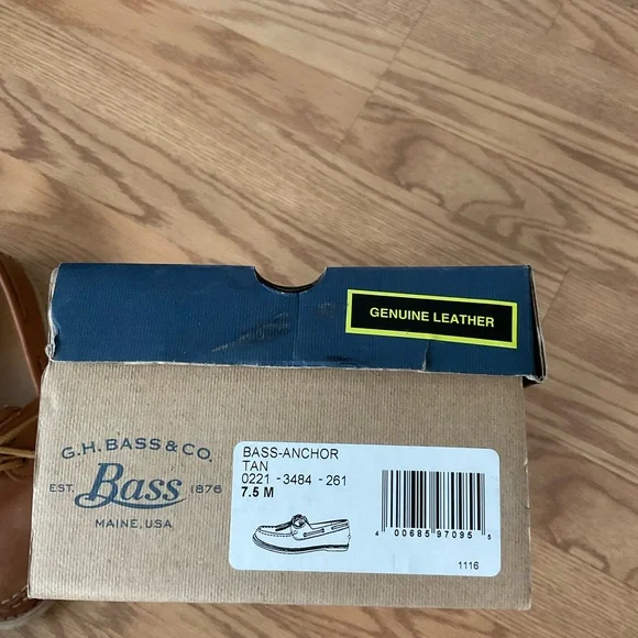 G.H. Bass & Co. Anchor Leather Boater Size 7.5 Original Box - Picture 10 of 11